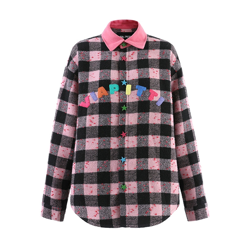 3D Plaid Oversize Shirt Jacket NA5113