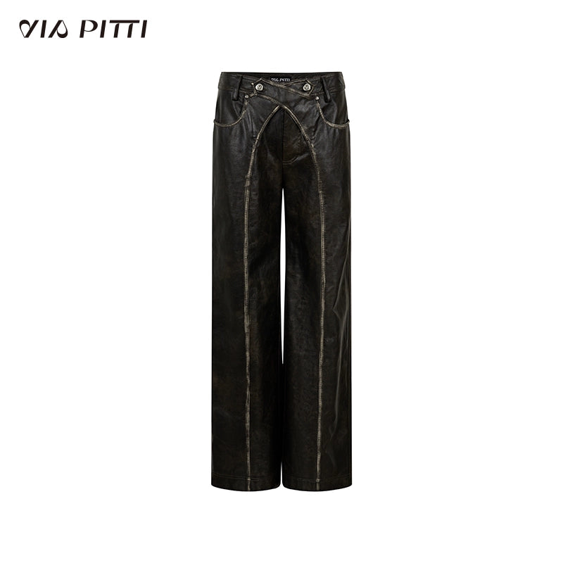 PU Leather Straight Leg Pants NA5105