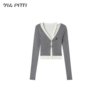 Fake Layered Long Sleeve Knit Cardigan NA5120