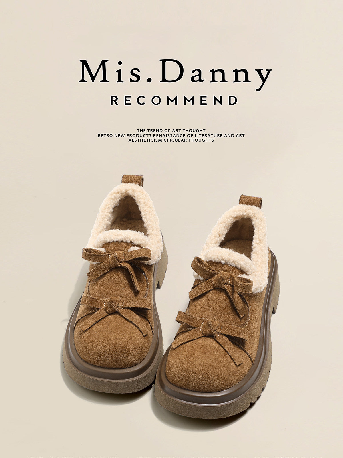 Suede Leather Fleece Lining Platform Loafers NA8753