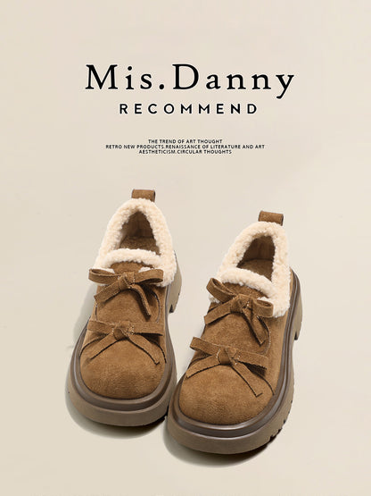 Suede Leather Fleece Lining Platform Loafers NA8753