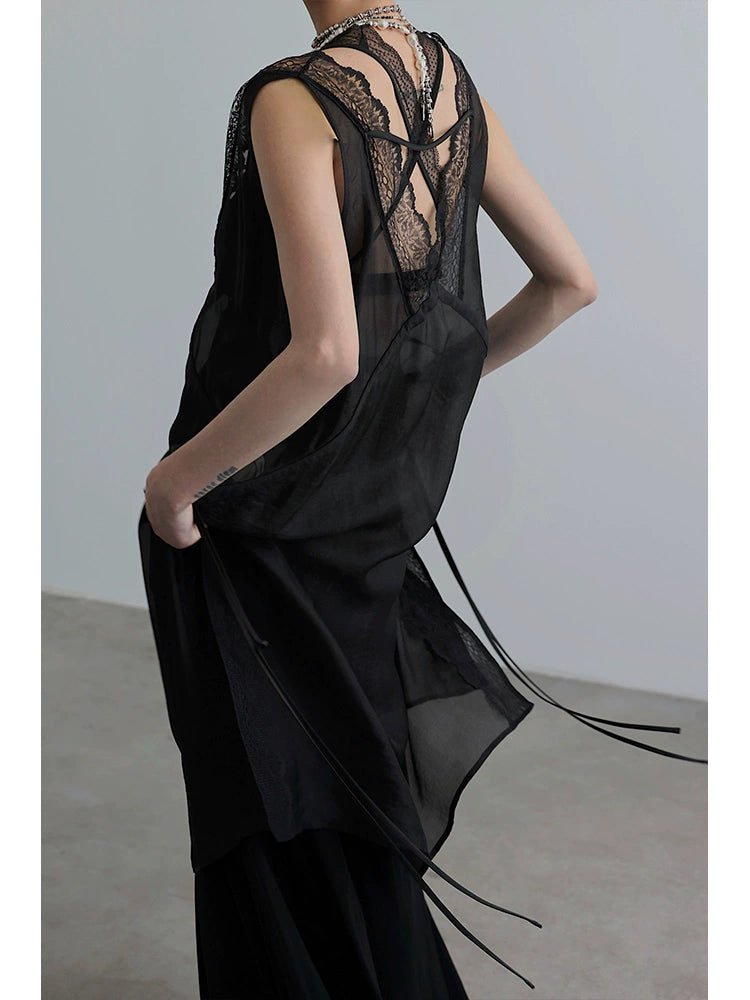 Lace Up Sheer Dress NA4295