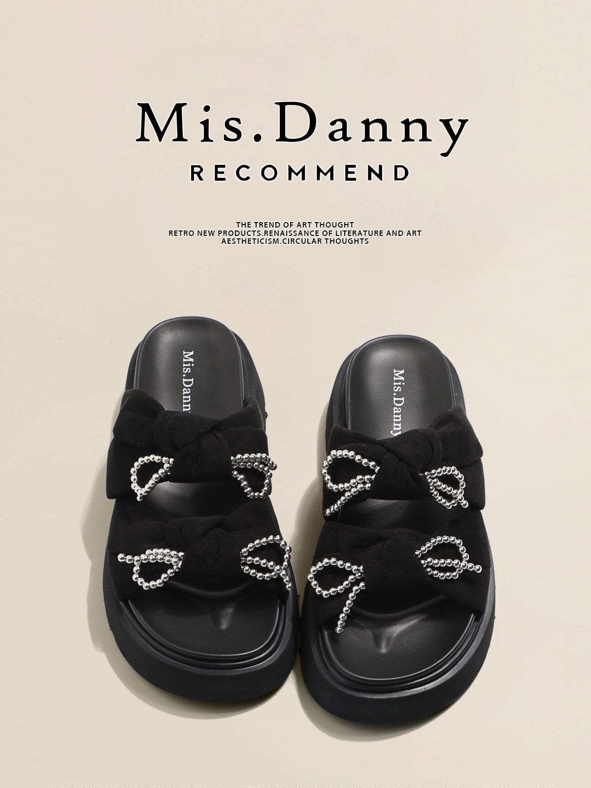 Beads Strap Platform Slide Sandals NA8658