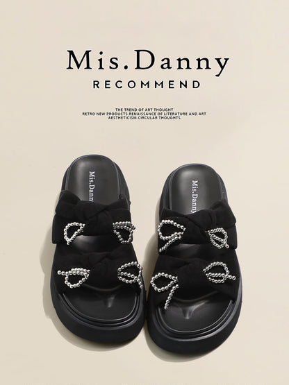 Beads Strap Platform Slide Sandals NA8658