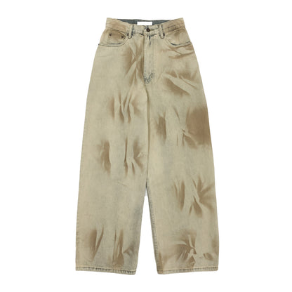 Tie-Dye Washed Damage Wide Leg Denim Jeans NA9041