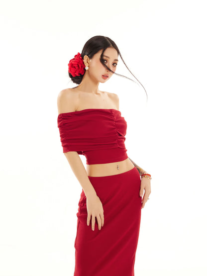 Slim One Shoulder Tops & Long Skirt Setup NA3759