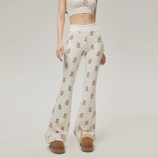 Bear Print Micro Flare Pants NA4022