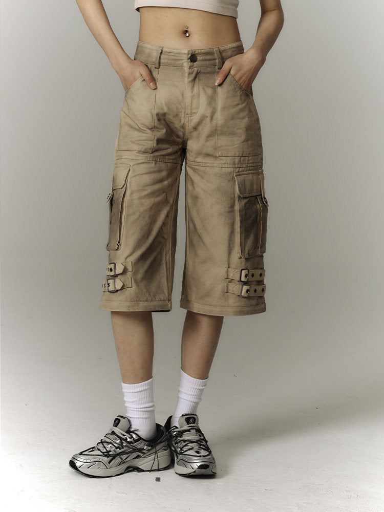 Washed Damage Workwear Wide Leg Pants NA8882