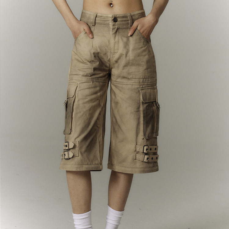 Washed Damage Workwear Wide Leg Pants NA8882