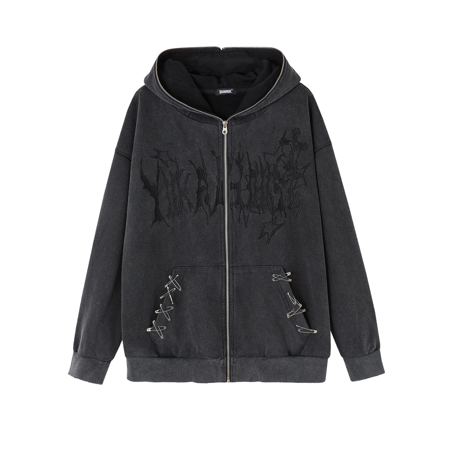 Cat Ear Safety Pin Oversize Zipper Hoodie NA8929