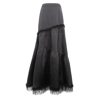 Tassel A-line Irregular High Waist Long Skirt NA5599