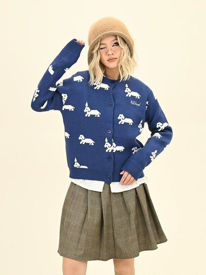 Dog Jacquard Oversize Knit Cardigan NA6324