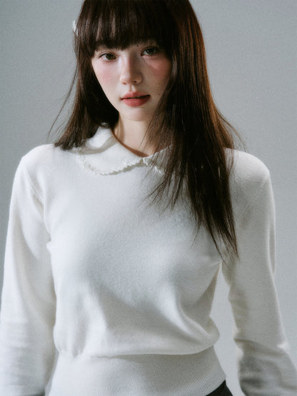 Handmade Crochet Crew Neck Slimming Polo Knit Sweater NA8785