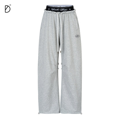 Logo Print Cropped Hoodie & Logo Print Wide Leg Sweatpants Setup NA8942