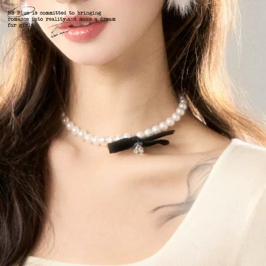 Bow Pearl Necklace & Earrings NA7546