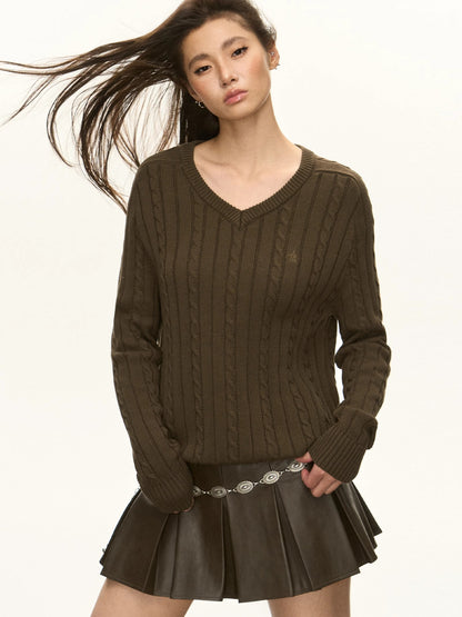 Oversize V-neck Knit Sweater NA5285