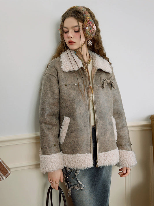 Fake Fur Collar PU Leather Jacket NA6910