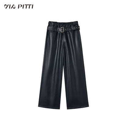 PU Leather Straight Leg Pants NA5032