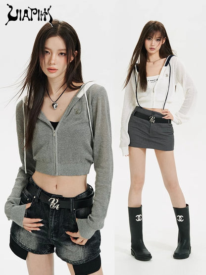 Zipper Mesh Knit Hoodie NA4993