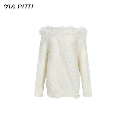 One Shoulder Furry Knit Sweater NA4769