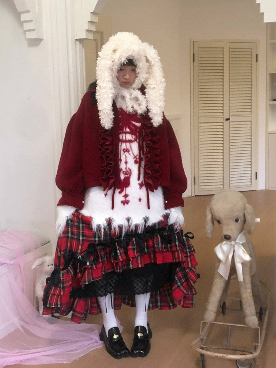 Bow Design Shaggy Knit Sweater NA8304