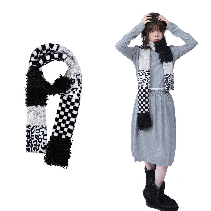 Patchwork Fake Fur Scarf NA8448