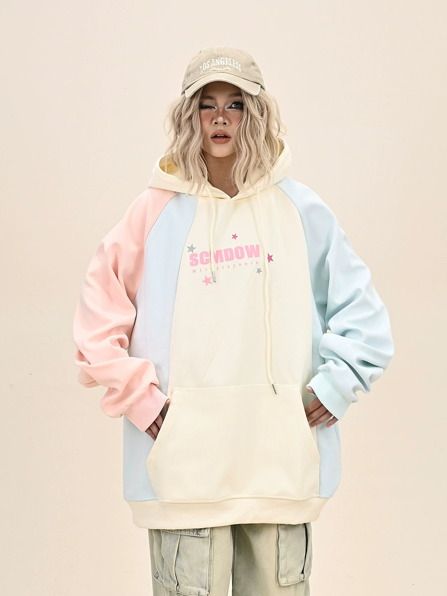 Contrast Color Oversize Pullover Hoodie NA6372