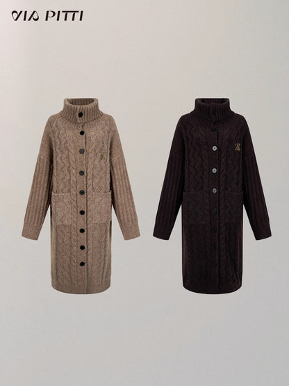 Big Lapel Long Knit Coat NA5099