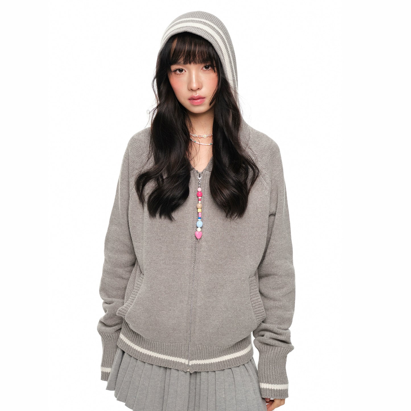 Oversize Zipper Knit Hoodie NA6052