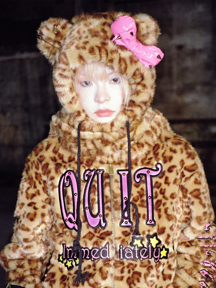 Leopard Print Cat Scarf Hat NA6624