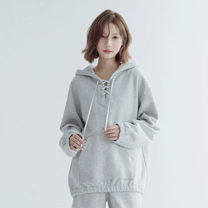 Casual Sporty Hoodie &amp; Wide-leg Sweatpants Setup NA2714