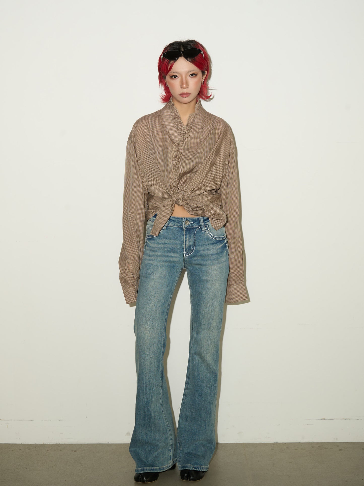 Low Rise Wash Flare Denim Jeans NA9037