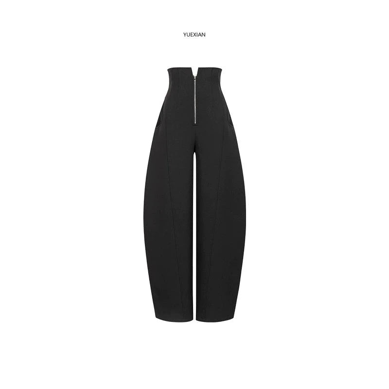 High Waist Zipper Wide Leg Trousers NA4269