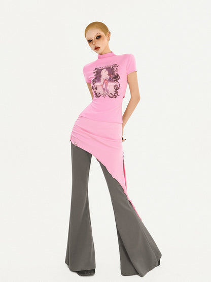 Fake Layered High Waist Flare Pants NA8618