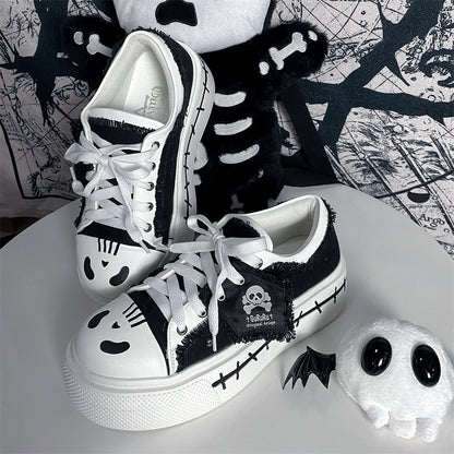 Ghost Monster Flag Canvas Platform Shoes NA8515