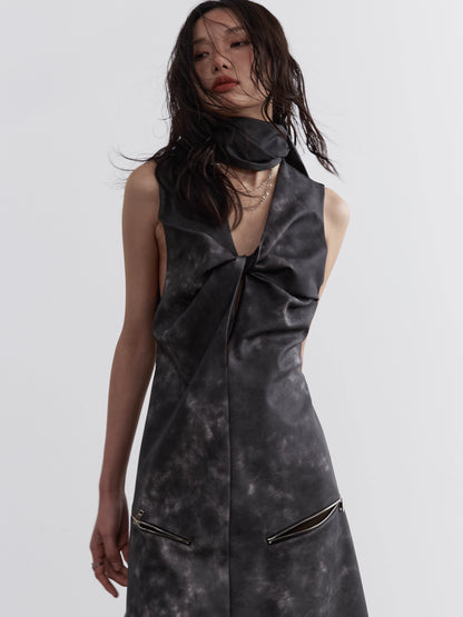 Smoked Ink Stained PU Leather Dress NA5205