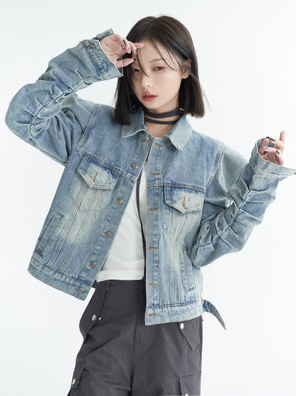 Shoulder Design Short Denim Jacket NA2733