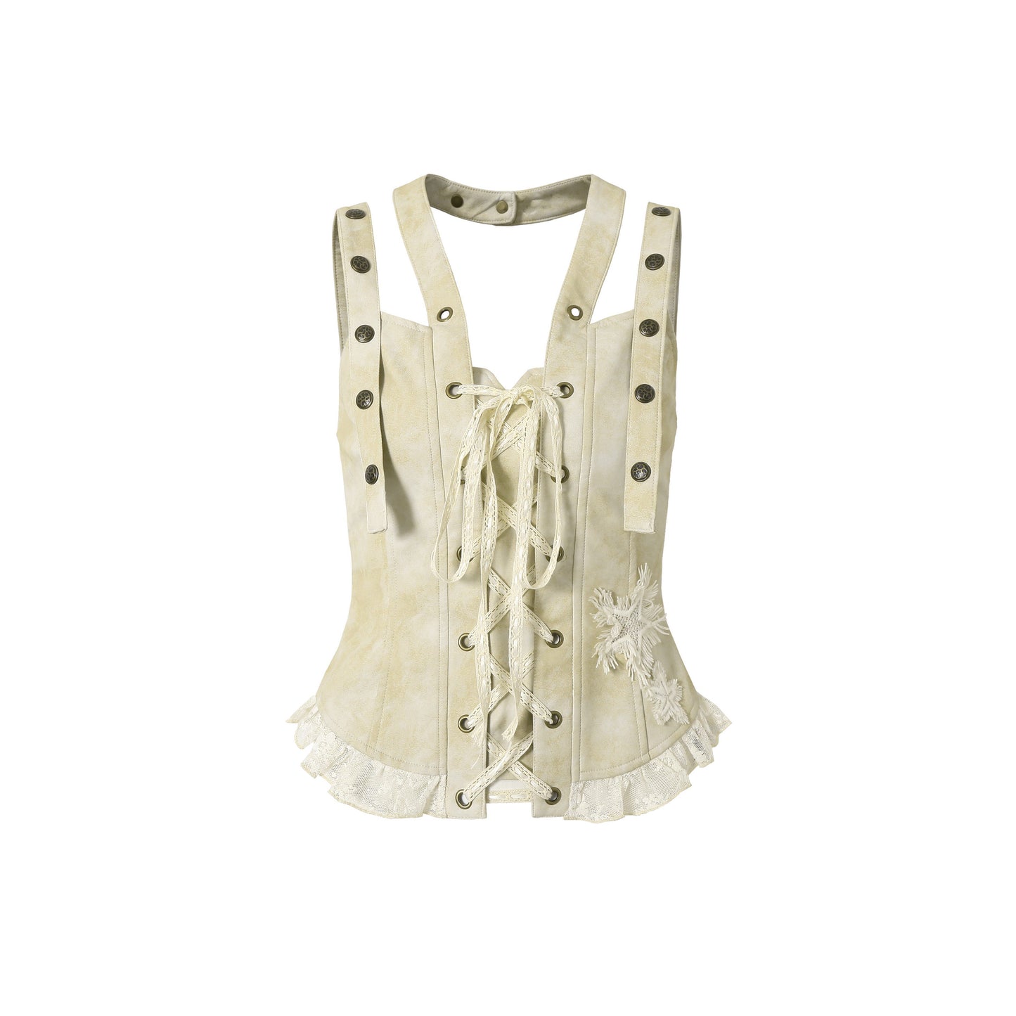 Lace-Up PU Leather Tank Top NA8966