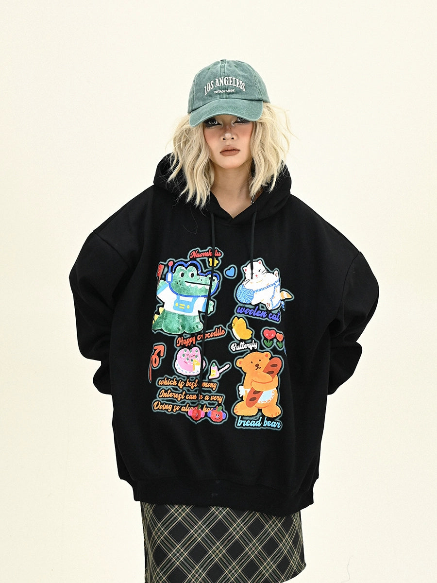 Oversize Fleece Cartoon Hoodie NA6285