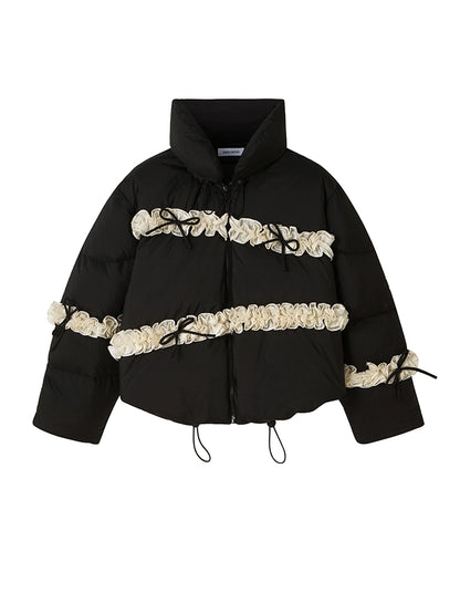 Bow Ruffle Drawstring Puffer Jacket NA5325