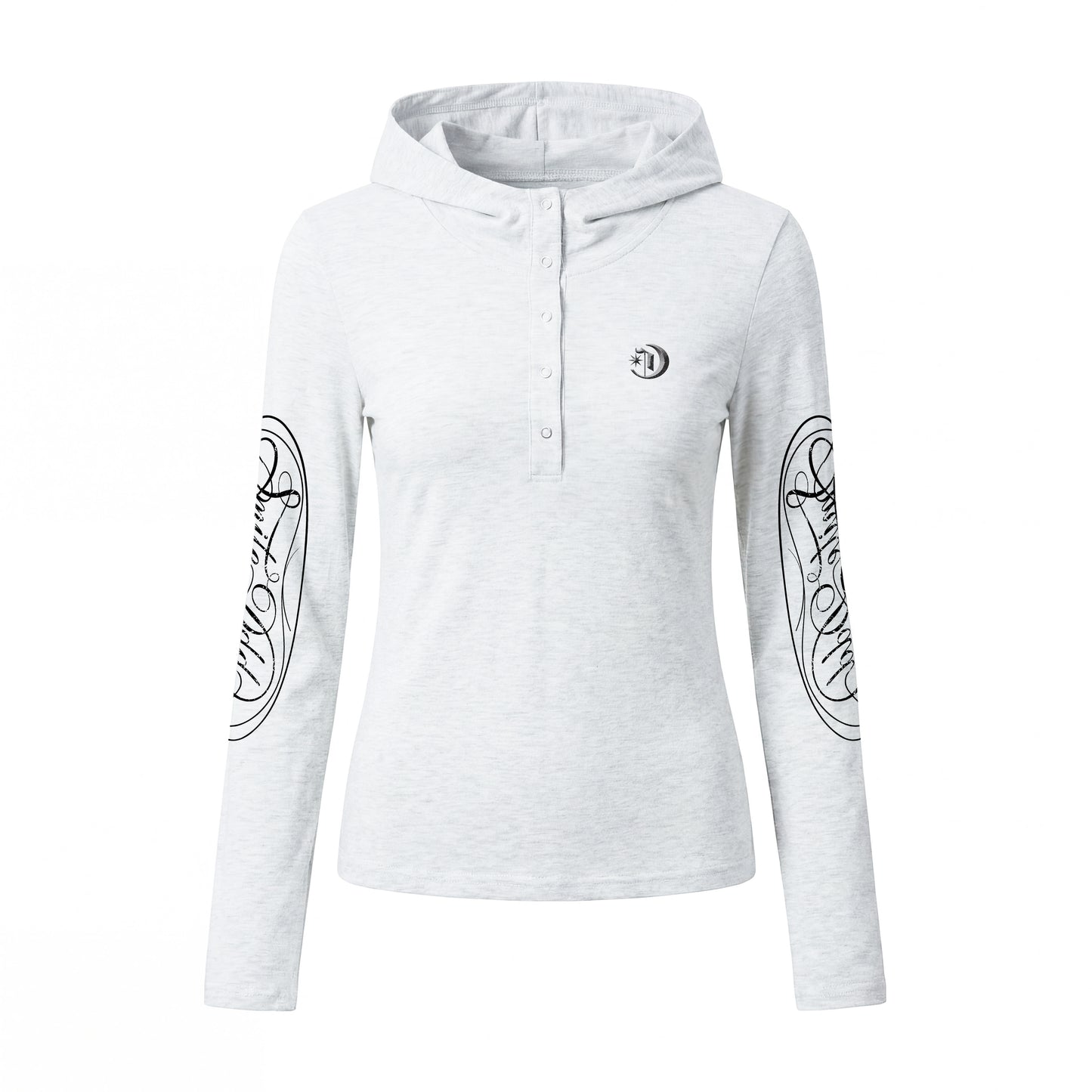 Hooded Button Print Long Sleeve T-Shirt NA8932