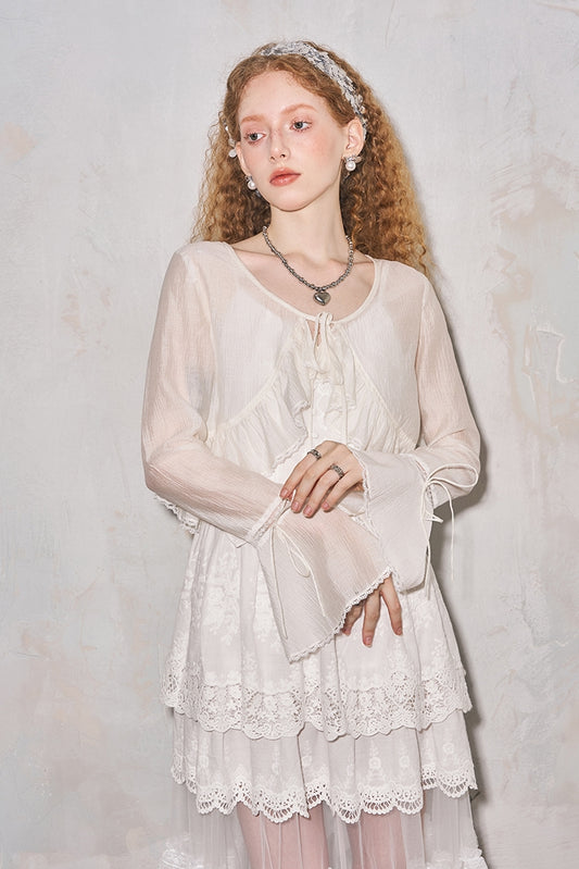 Sun Protection Ruffle Lace Up Shirt NA5385