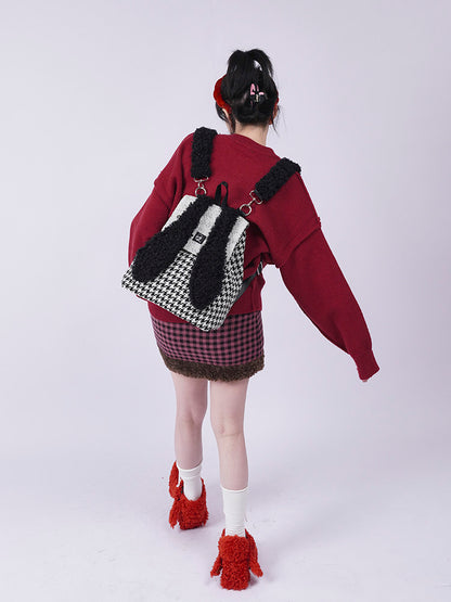 Furry Bunny Colorblock Backpack NA8413