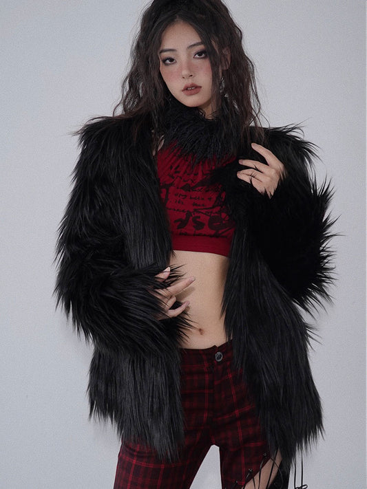 Fake Shearling Single-Breasted Fur Jacket NA7702