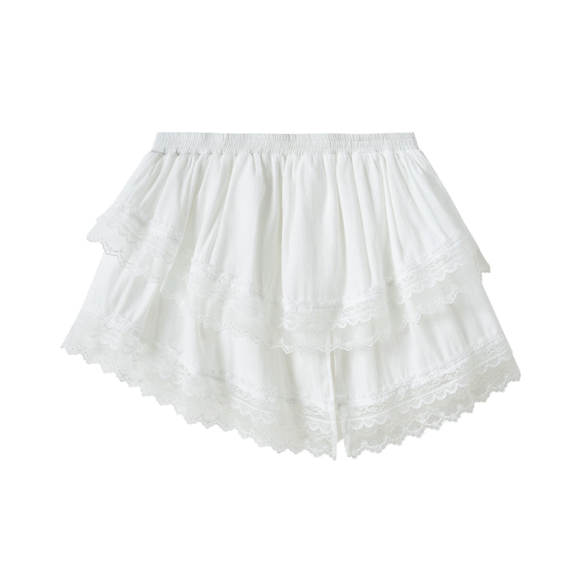 Irregular Lace Short Double Skirt NA5400