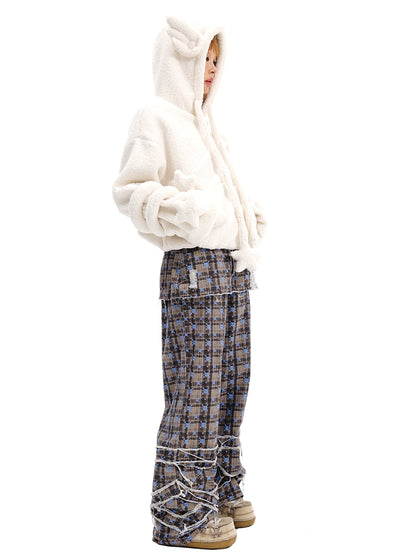 Skull Plaid Wrap Skirt Pants NA6709