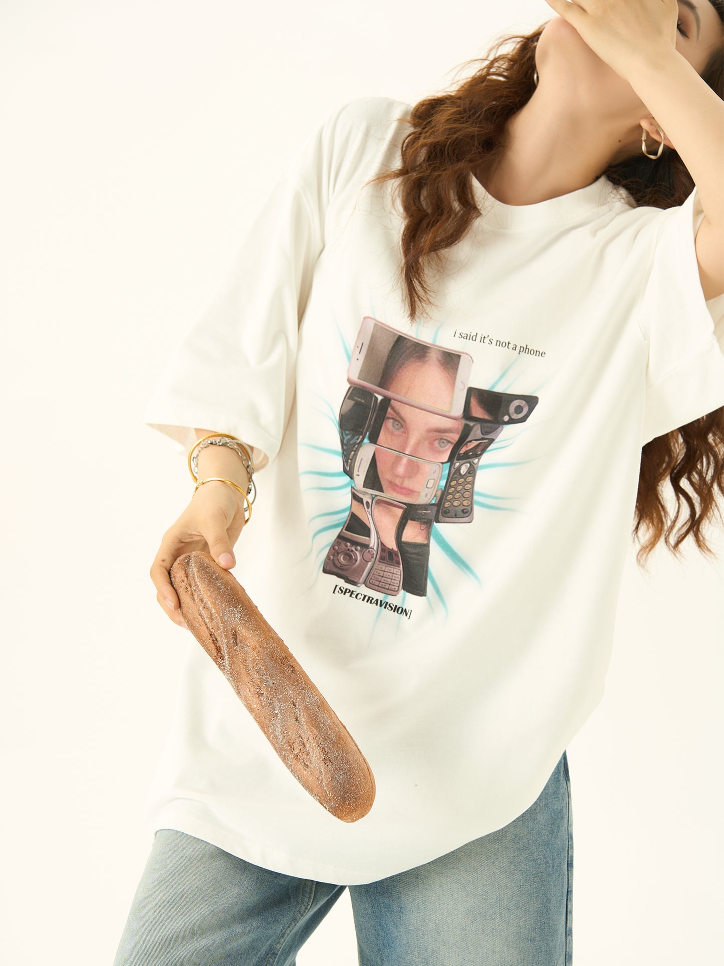 Graffiti Print Short Sleeve Oversize T-shirt NA3093