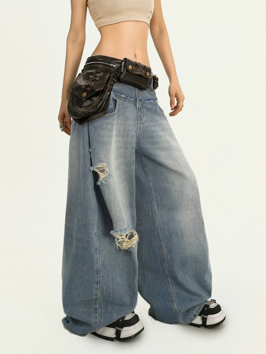 NA8569 Milky cool Molly punk hot girl with motorcycle leather waist bag, new design niche personality waist seal layering accessories NA8569