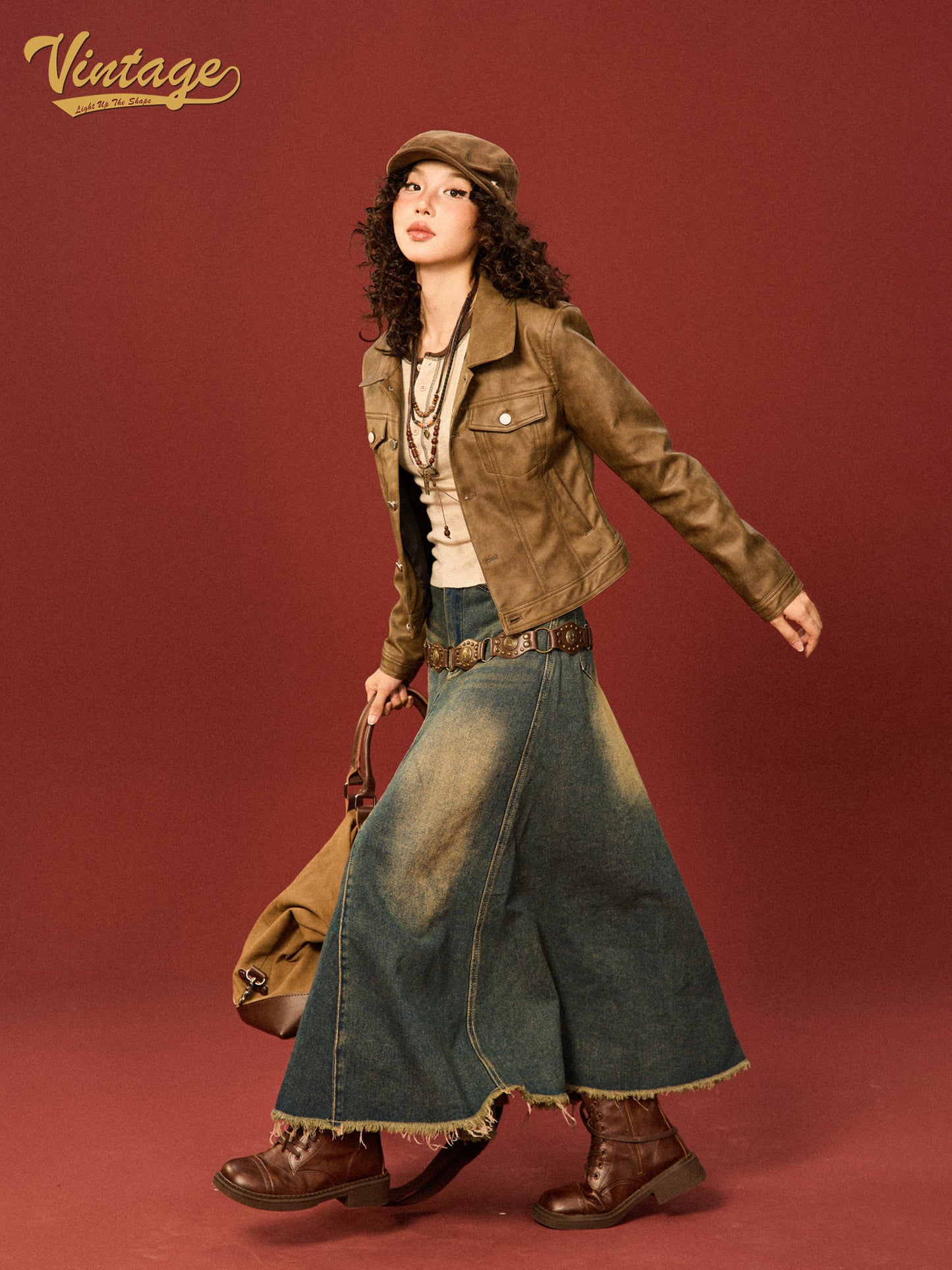 PU Leather Standing-Collar Short Jacket NA9334
