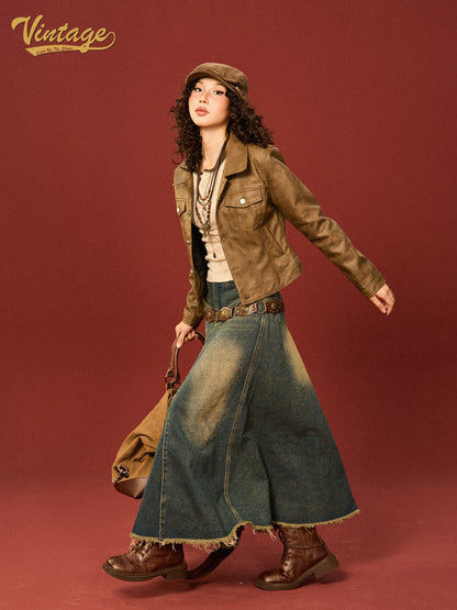 PU Leather Standing-Collar Short Jacket NA9334